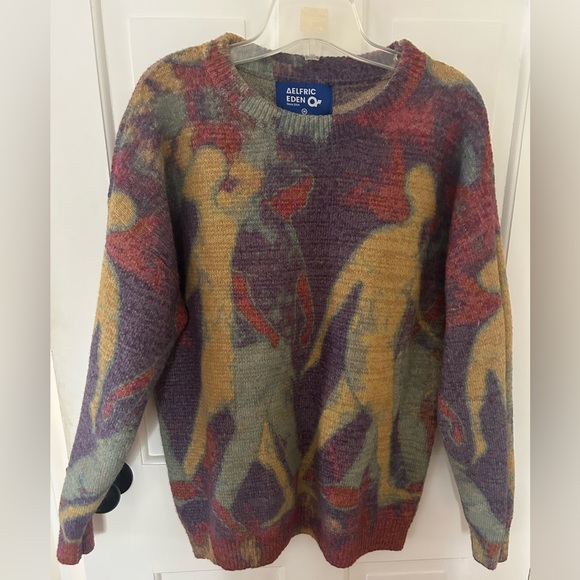 AELFRIC EDEN CREWNECK SWEATER WITH WALKING FIGURES SIZE MEDIUM - Picture 1 of 9